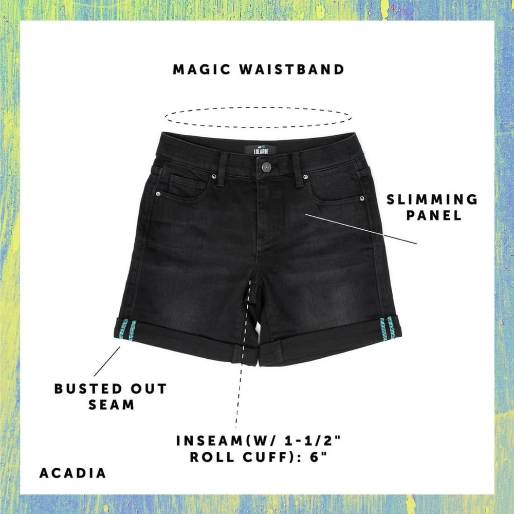 BNWT LuLaRoe Black Jean Shorts with Teal Accents - Picture 5 of 6